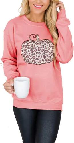 Vista 2 de Camisas de manga larga con estampado de calabaza de Halloween para mujer