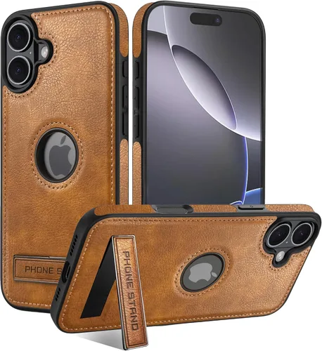 Vista 21 de Funda de cuero para iPhone 13 Pro, funda protectora delgada con función atril a prueba de golpes, soporte invisible integrado compatible con iPhone