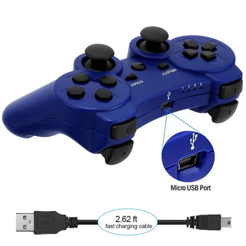 Vista 40 de Ceozon PS3 Controller Wireless 2 Pack Gamepad Compatible for PS3 Remote Joystick with Charging Cables Black and Black