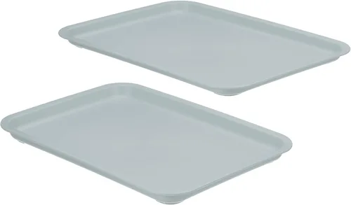 Vista 9 de PATIKIL Bandeja de comida rápida de 12 x 9, paquete de 2 bandejas rectangulares reutilizables de plástico multiusos para cafetería, restaurante, Azul