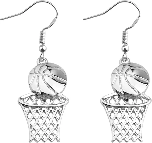 Vista 2 de BNQL Regalos para amantes del baloncesto, collar de aro de baloncesto, collar con colgante deportivo, joyería deportiva, regalos para hombres, niños