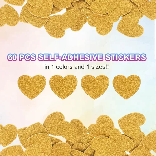 Vista 3 de MECCANIXITY 60 calcomanías de espuma con purpurina de 1 pulgada autoadhesivas en forma de corazón para suministros de manualidades, bricolaje