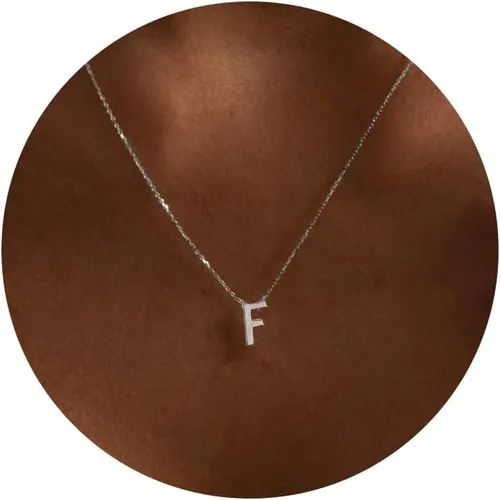 Vista 22 de Collares con iniciales para mujer, delicado collar de letra plateada con nombre personalizado con monograma, collar simple y lindo con inicial