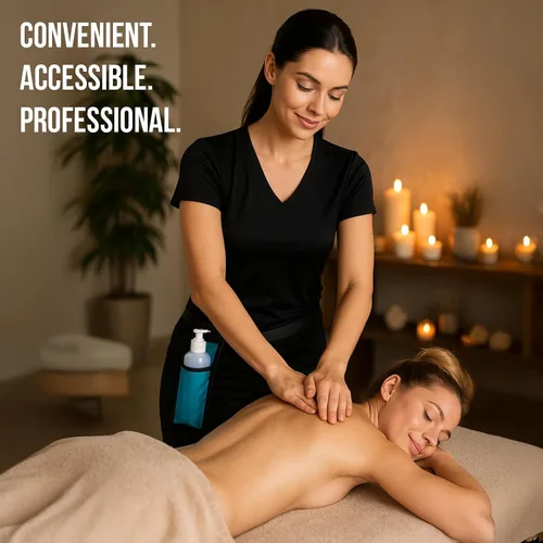 Vista 5 de Royal Massage Funda para botella de aceite con correa ajustable, cintura o bolsa de hombro manos libres para terapeutas, se adapta a la mayoría