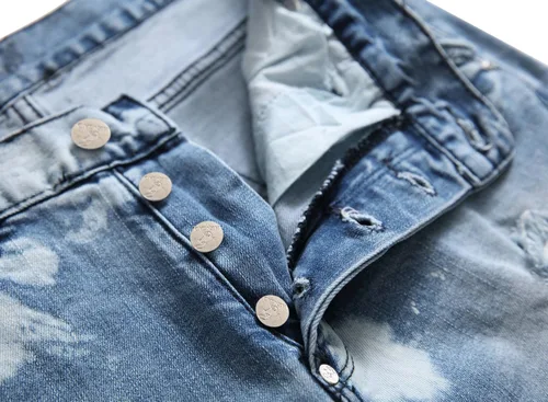 Vista 3 de HENGAO Jeans rasgados para hombre, pantalones de mezclilla elásticos y rectos