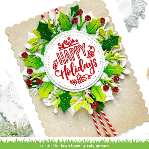 Vista 3 de Lawn Fawn LF3253 Magic Iris Holly Wreath Add-On Troqueles