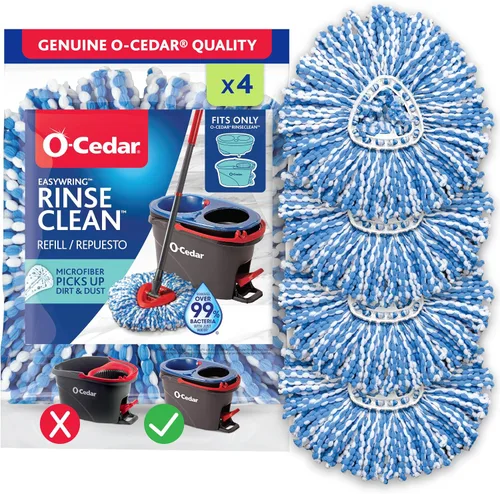 Vista 10 de O-Cedar EasyWring RinseClean - Recambio de microfibra para trapeador giratorio, 1 paquete, color azul