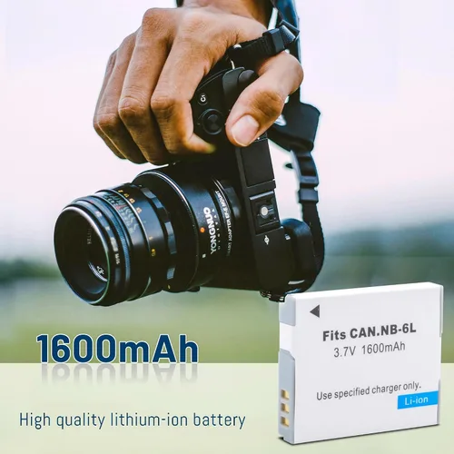 Vista 7 de Paquete de 2 baterías NB-6L NB-6LH de 1600mAh con cargador dual para Canon Powershot SX500 es, SX510 HS, SX520 HS, SX530 HS, SX540 HS, SX170 es