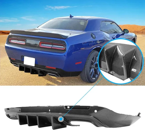 Vista 8 de FREEMOTOR802 Difusor Trasero Compatible con Dodge Challenger 2015-2023, Impresión de Fibra de Carbono PP Moldura de Parachoques Trasero Labio