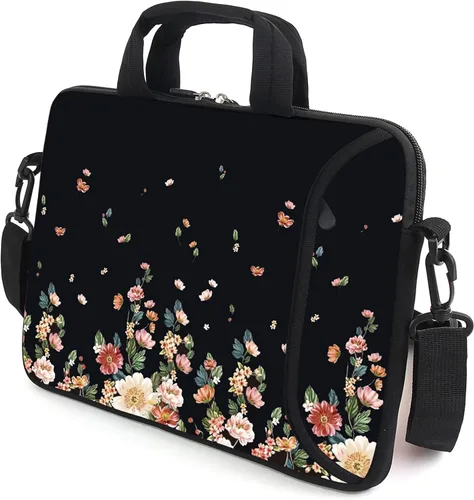 Vista 13 de Funda para laptop de 15.6 pulgadas, estuche para chromebook, correa de hombro ajustable con asa, bolsillo para accesorios (Galaxias azules)