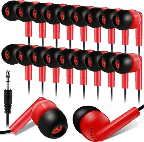 Vista 12 de Kanayu Paquete de 50 auriculares con cable a granel para aulas, auriculares básicos para estudiantes, sin micrófono, con conector de 0.138 in