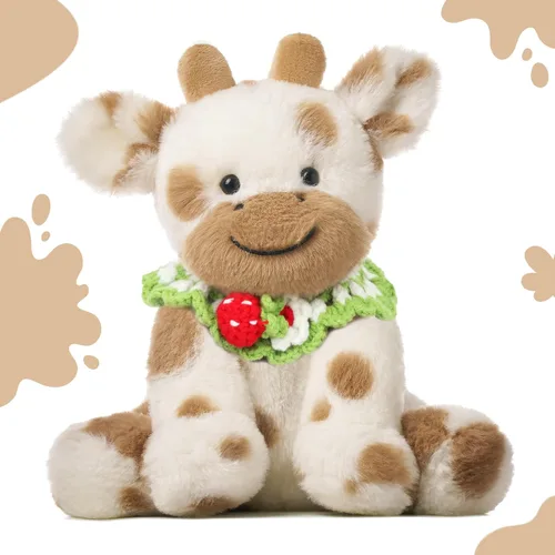 Vista 10 de Hopearl Adorable Vaca de Peluche, Juguetes de Vaca Flexible Suave, Animales de Peluche, Regalos de Cumpleaños Lindos para Niños, Niñas, Niños