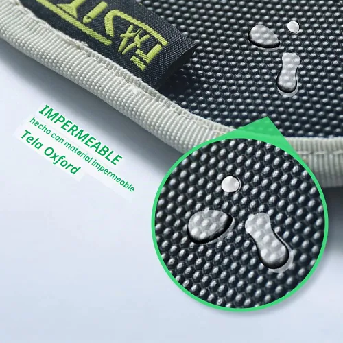 Vista 5 de Protector de asiento de coche beige para bebé y niño – Funda impermeable antideslizante para asiento de automóvil con 2 bolsillos de malla