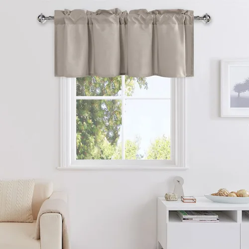 Vista 15 de DWCN Cortinas de Cenefa para Sala de Estar, Cocina, Baño/Sótano - Aqua Sólido, 1 Panel, 42 x 12 Pulgadas, Oscurecimiento de Habitación Solid Short