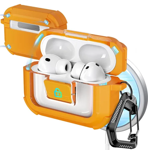 Vista 87 de R-fun Funda de carga compatible con AirPods de 2ª generación 2019, 1ª generación 2016, protección completa contra caídas, tapa desplegable