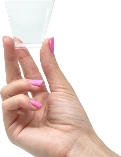 Vista 2 de 50ct Mini 2oz Square Piramid Clear Plastic Postre Cups CMJJ