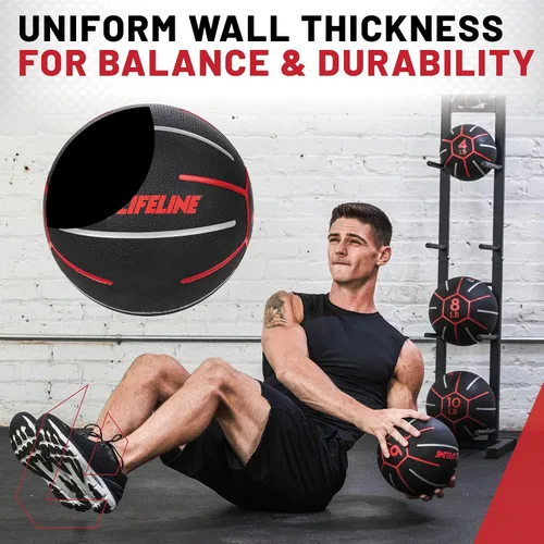Vista 5 de Lifeline Fitness Balón medicinal - Entrenamiento de fuerza y estabilidad corporal total, antideslizante, rebote ligero, superficie texturizada