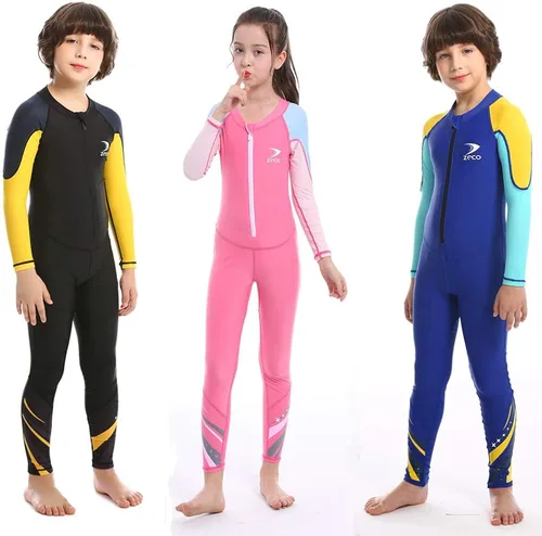 Vista 6 de ZCCO Traje de baño para niños, traje de sol de cuerpo completo, traje de agua de una pieza para niños y niñas, de manga larga para nadar