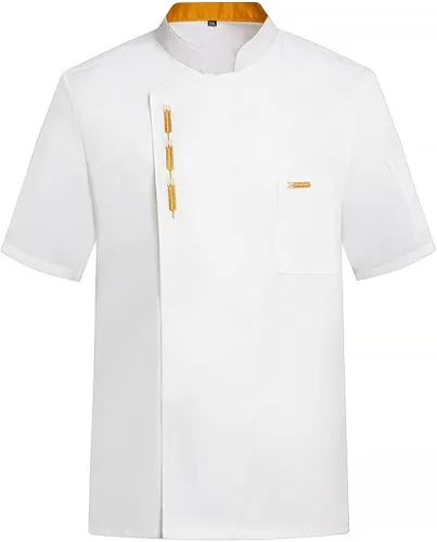 Vista 2 de Women Men Chef Uniforms Short Sleeves Chef Clothes Button Chef Coats Clothing for Restaurant Hotel Home