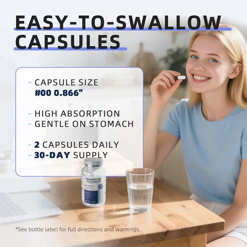 Vista 7 de iMATCHME Cápsulas de glicinato de magnesio 850 mg con L-Teanina, manzanilla y GABA para el sueño, la calma, los músculos, la salud ósea y el apoyo