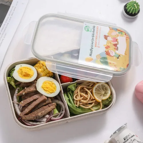 Vista 4 de MISS BIG Caja bento, caja Bento para niños y adultos, lonchera ideal a prueba de fugas para niños, lonchera para niños, sin BPA y sin tintes