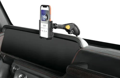 Vista 28 de WeatherTech WindshieldFone con extensión - Soporte universal para teléfono de coche montado en el parabrisas - Perillas billet negras