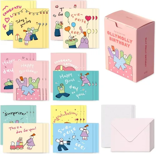 Vista 14 de Monolike Tarjeta Día a Día, 101 Seúl Doce Meses - Mezcla de 48 Mini Tarjetas Individuales, 24 sobres Paquete
