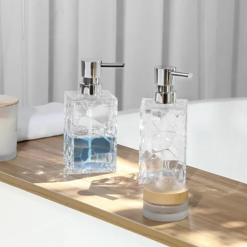 Vista 6 de Dispensador de Jabón de Manos, Botellas de Bomba de Líquido de Plástico Acrílico Transparente Recargables Dispensador de Loción para Decoración
