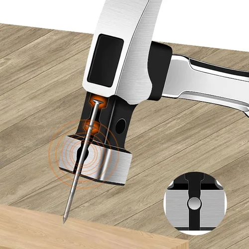 Vista 6 de Martillo de mango largo, martillo de 13 onzas, forma de cuerno de cordero cuadrado, 50HRC, diseño de doble V, mango de acero inoxidable, martillo
