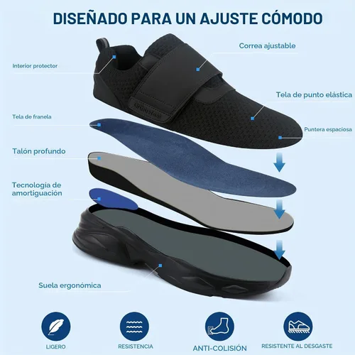 Vista 5 de Ortho+rest Men Diabetic Walking Shoes Swollen Feet Shoes (10,Black)