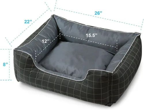 Vista 5 de Cama para mascotas Fluffy Paws, cama con forma de caja con alfombra premium con cojín para perros y gatos