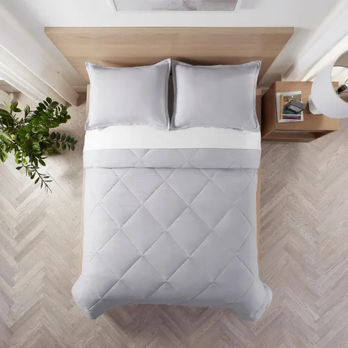 Vista 3 de Serta Juego de edredón reversible de 2 piezas con fundas de almohada para todas las estaciones, tamaño individual/individual XL, microchip