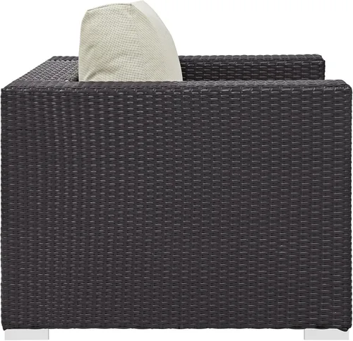 Vista 4 de Modway Sillón de mimbre para patio al aire libre Convene en color beige espresso