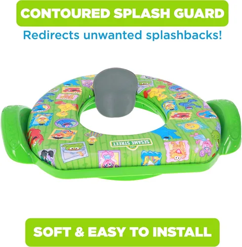 Vista 5 de Sesame Street "Framed Friends" - Asiento suave para ir al baño y asiento de entrenamiento para ir al baño, cojín suave, entrenamiento para ir al