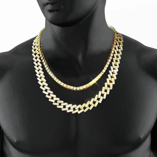 Vista 7 de HH BLING EMPIRE - Cadena de tenis con diamantes de imitación para hombres y mujeres, cadenas de tenis y eslabones cubanos de 18 a 30pulgadas