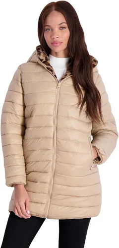 Vista 4 de Jessica Simpson Acolchado reversible para mujer con piel de leopardo sintético