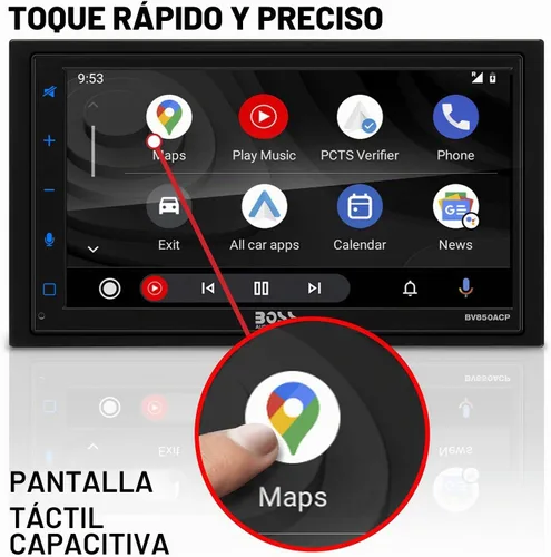 Vista 4 de BOSS Audio Systems Elite BV850ACP - Reproductor multimedia para automóvil con Apple CarPlay-Android Auto, doble Din, pantalla táctil capacitiva LCD
