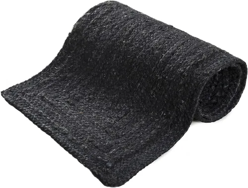 Vista 7 de Madhu International Camino de mesa de yute natural, alfombra rectangular tejida a mano de larga duración, hecha de material de yute para entradas