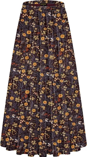 Vista 6 de NASHALYLY - Faldas largas de gasa, acampanadas, plisadas, con cintura alta y elástica para mujer Albaricoque Rosa Floral