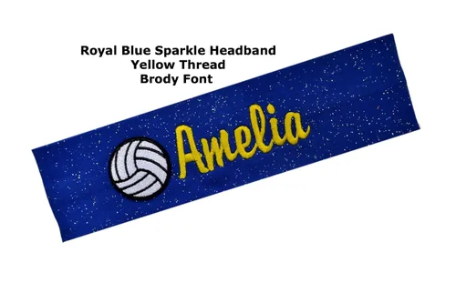 Vista 7 de Funny Girl Designs Personalizado Monograma Bordado Voleibol Parche Algodón Elástico Diadema