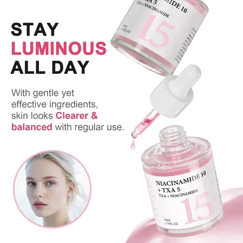 Vista 3 de TXA + niacinamida 15% (1.76 fl oz) Suero facial brillante, ácido hialurónico, ácido tranexámico, vitamina B12, suero facial para tono de piel