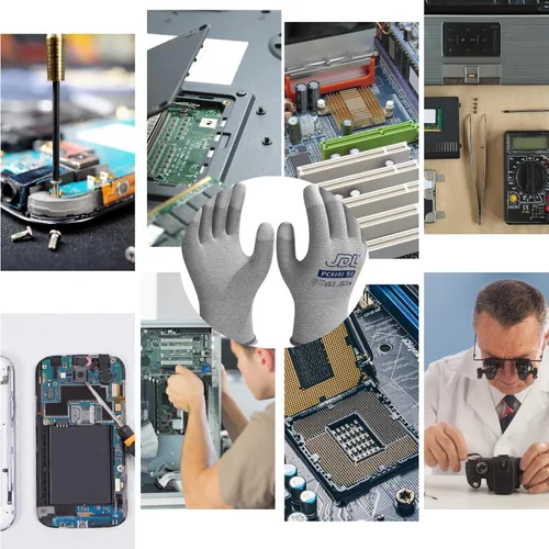 Vista 6 de JDL Guantes de trabajo ESD, guantes antiestáticos para construcción de PC, 6 pares, instalación y reparación de computadoras, guantes de fibra