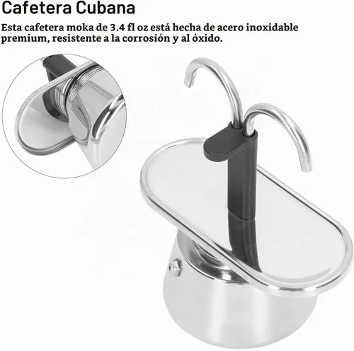 Vista 6 de Olla de acero inoxidable, máquina para estufa, cafetera clásica italiana doble tubo