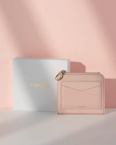 Vista 6 de Billetera de cuero para mujer, con bloqueo RFID, plegable, pequeña, compacta, con cremallera, bolsillo con cremallera, estuche para tarjetas de gran