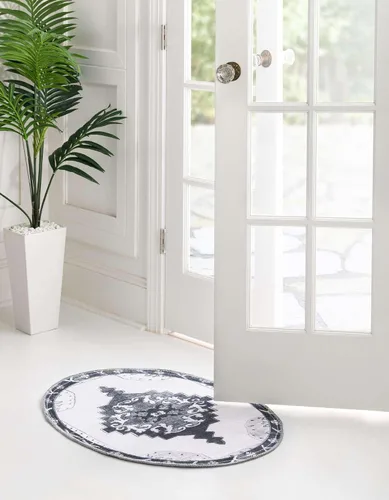 Vista 4 de Unique Loom Timeless Collection - Alfombra de área - Thomas (2' x 3' 1" ovalada, negro y blanco/gris)