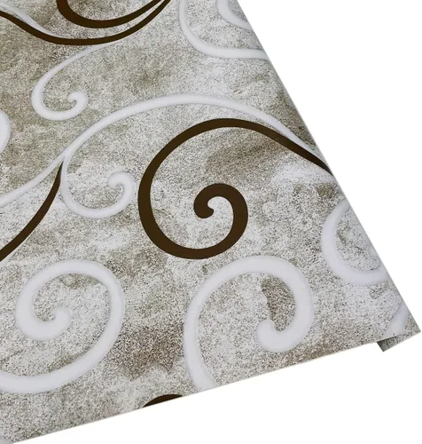 Vista 3 de Rollo de papel tapiz de 14.7 pies, color marrón y blanco, para decoración de pared, papel de vinilo autoadhesivo para cajones, estantes y encimeras