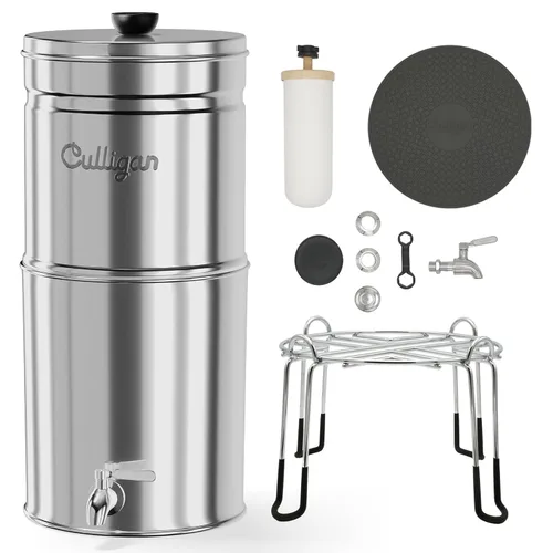 Vista 7 de Sistema de filtro de agua por gravedad Culligan MaxClear de 3 galones, filtro de agua de encimera de acero inoxidable pulido certificado NSF/ANSI