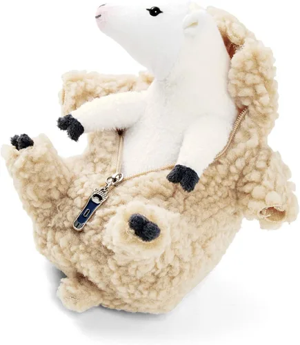 Vista 4 de Furvana Animal de peluche de oveja afeitada, juguete de peluche de oveja, lindo peluche para niñas, amigo de mascota durmiendo, animal de peluche