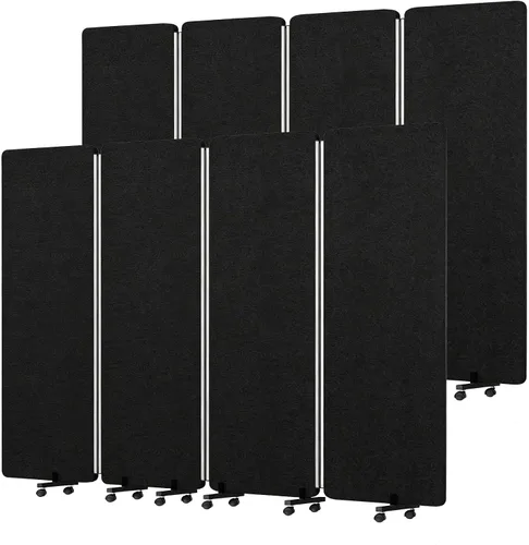 Vista 8 de Divisor de ambientes insonorizado, panel de privacidad con ruedas, divisor de pared de 4 paneles (marco de aluminio) para división de habitaciones