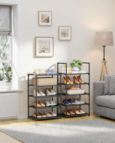 Vista 8 de Kitsure Zapatero – Organizador de zapatos de 10 niveles con estantes de tela desmontables y marco de metal, zapatero alto para armario, entrada